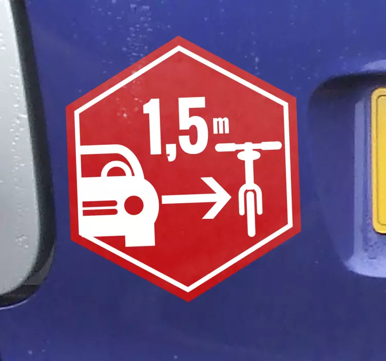Afstand fra cyklist sticker til bil - TenStickers