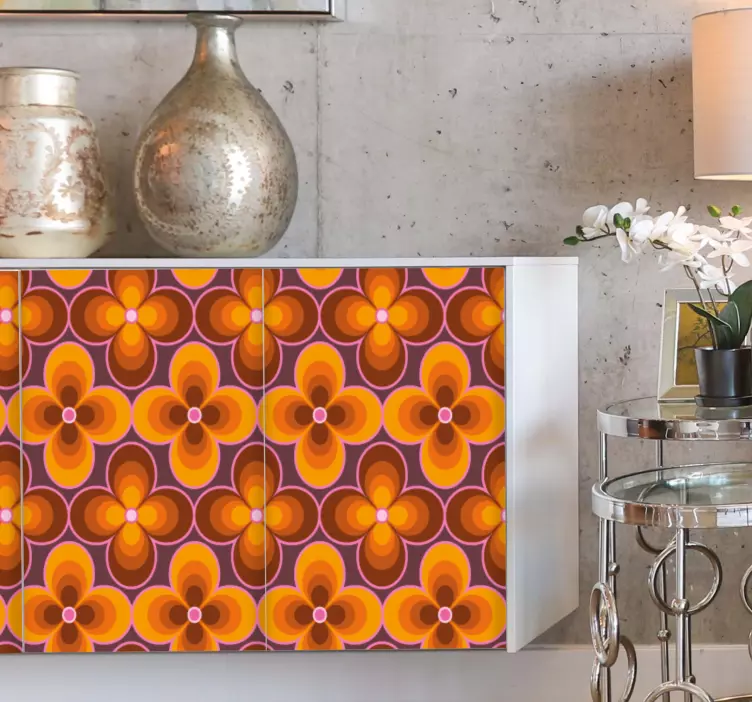 Retro blomstermotiv folie til møbler - TenStickers