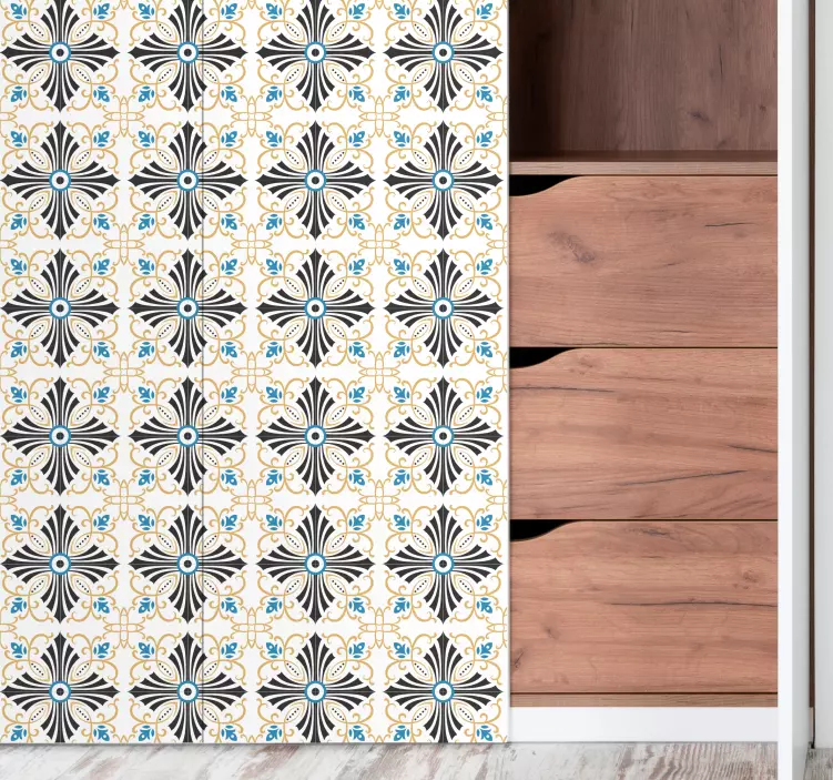 Retro botaniske fliser folie til møbler - TenStickers