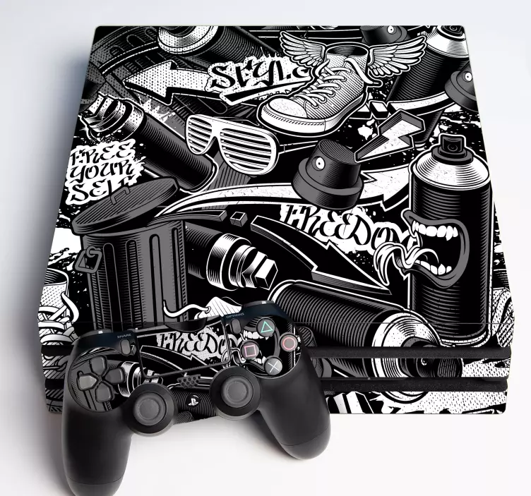 Retro graffiti ps4 klistermærker - TenStickers