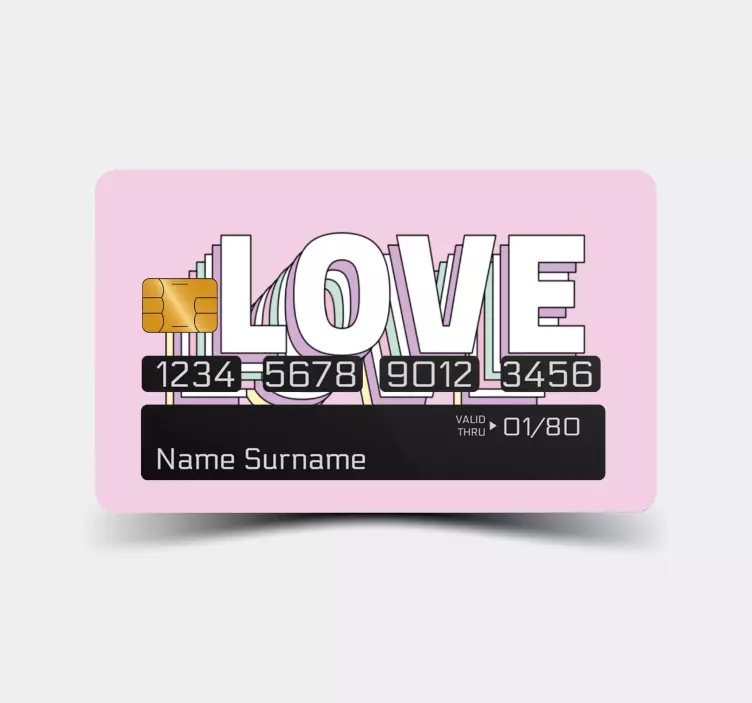 Retro love multilayered lettering card decal - TenStickers