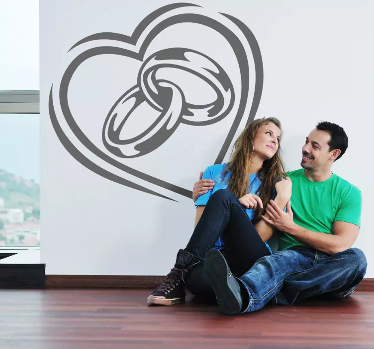 Ringe hjerte wedding sticker - TenStickers