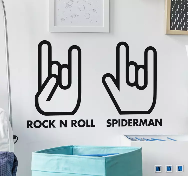 Wallstickers til børn Rock n roll og Spiderman hånd tegn - TenStickers