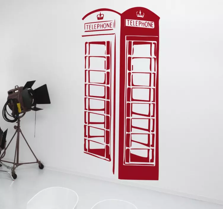 rød telefonboks wallsticker - TenStickers
