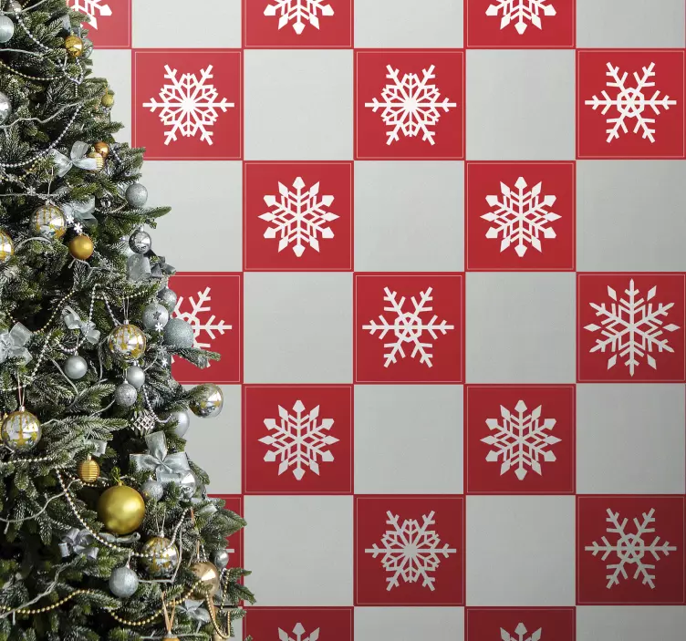 Røde snefnug flise klistermærke - TenStickers