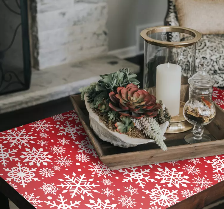 Rødt snefnugmønster event klistermærke - TenStickers