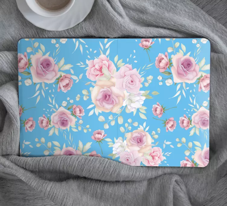 Roser på blå baggrund bærbare skind - TenStickers