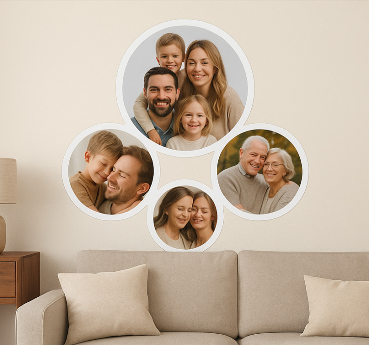 Runde brugerdefinerede billeder stue wallsticker - TenStickers