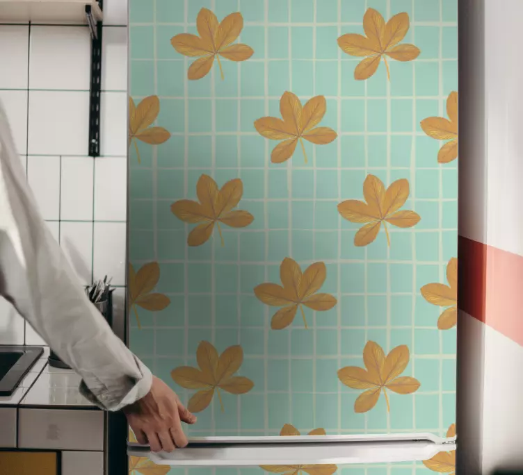 Kontrolleret mønster med blomster køleskab klistermærke - TenStickers