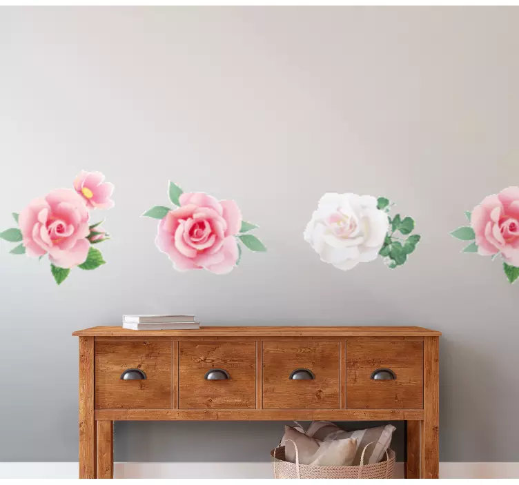 Sæt blomster roser elegant design kant klistermærke - TenStickers