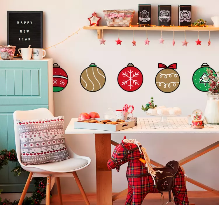 Sæt julekugler, der tegner julemærkat - TenStickers