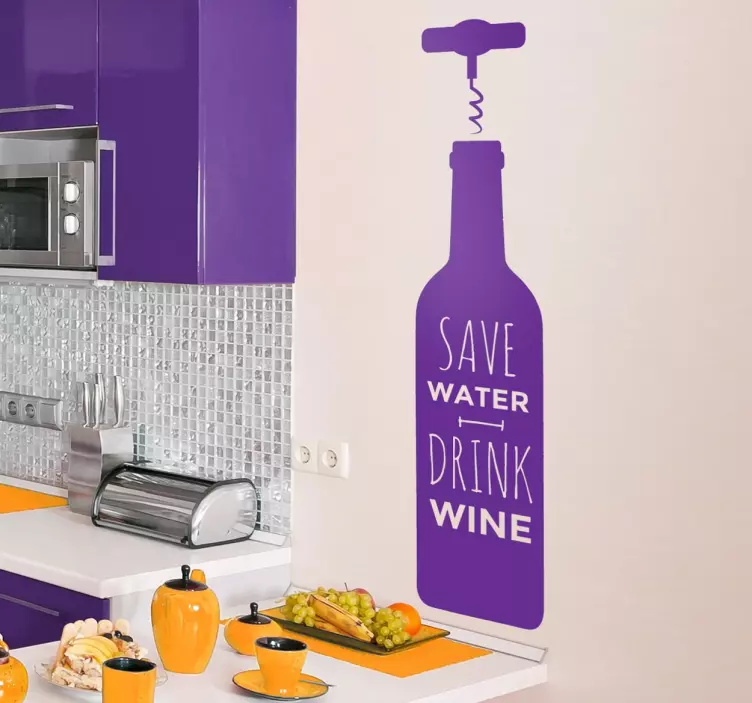 save water drink wine wallsticker - TenStickers
