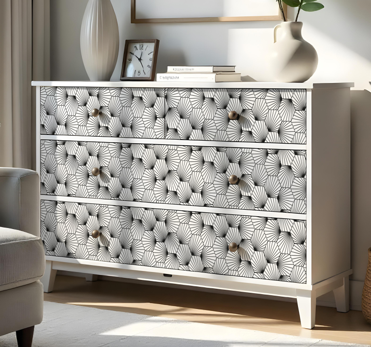 Sekskantet mønster med streger folie til møbler - TenStickers