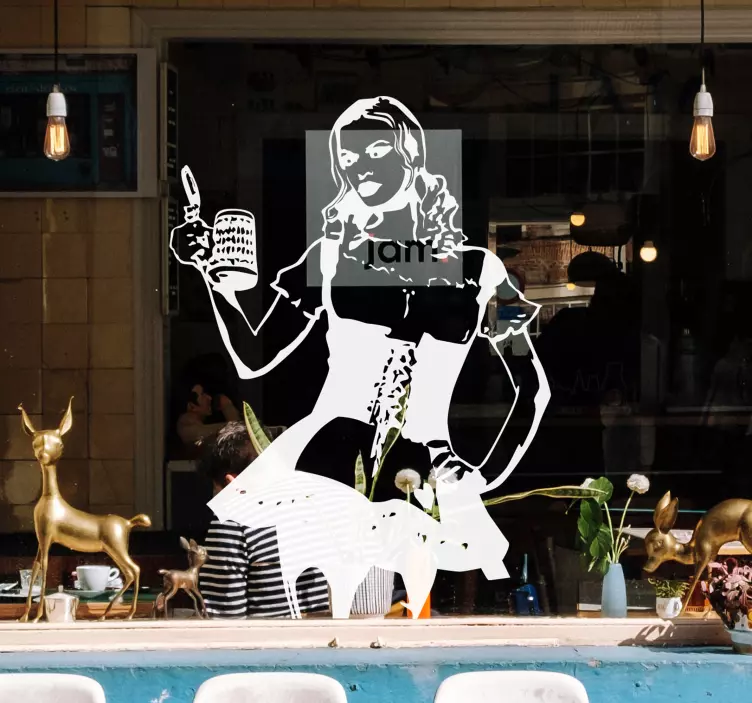 Servitrice med ølklistermærke - TenStickers