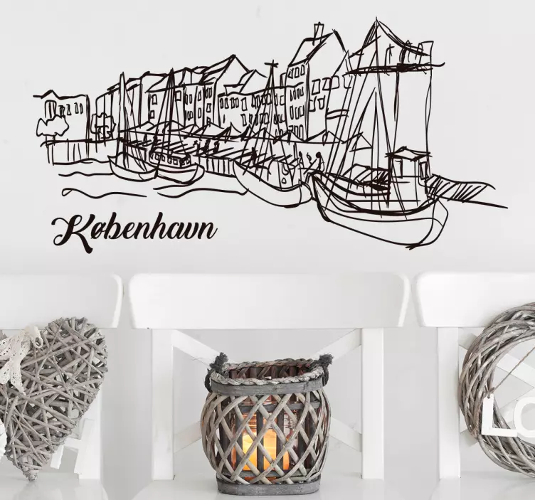 Silhuet Nyhavn wallsticker - TenStickers