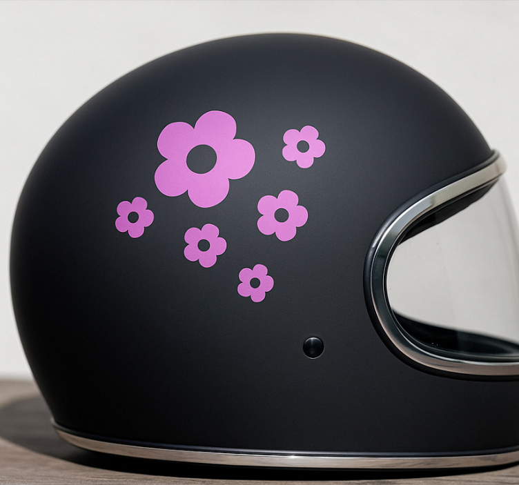 Simpelt blomsterdesign med navn motorcykelklistermærke - TenStickers