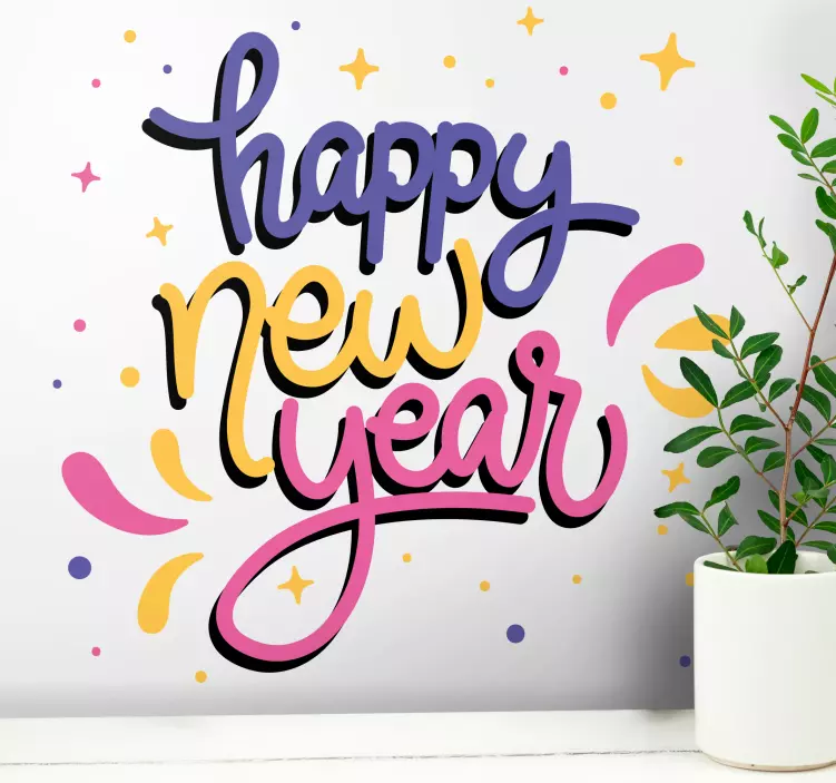 Sjov tegneserie nytår julemærkat - TenStickers