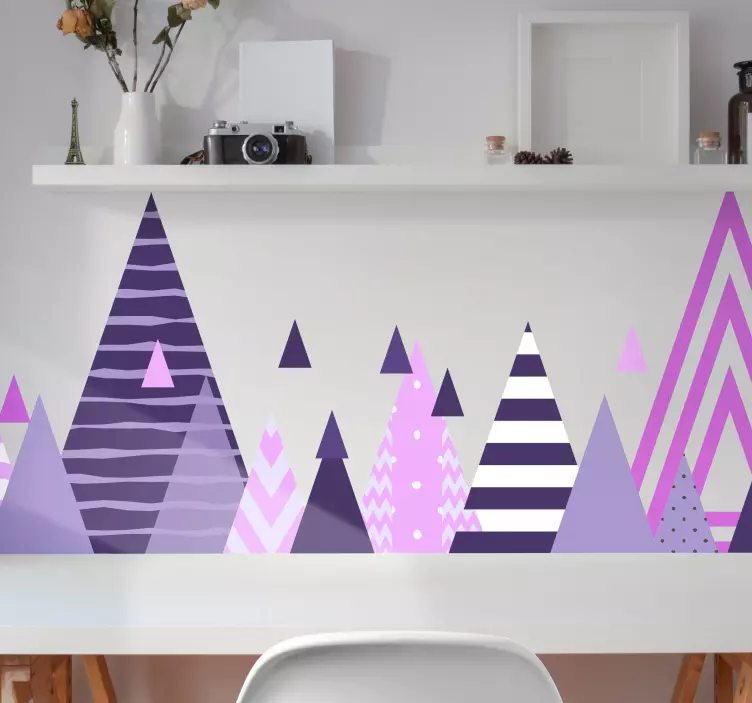 Skandinaviske bjerge lilla væg klistermærke - TenStickers