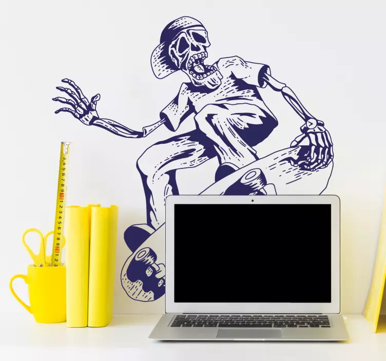 Skelet spiller skateboard væg klistermærke - TenStickers