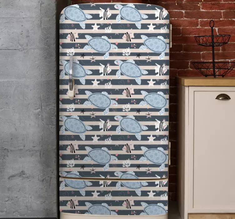 Skildpadde stribemønster køleskab klistermærke - TenStickers