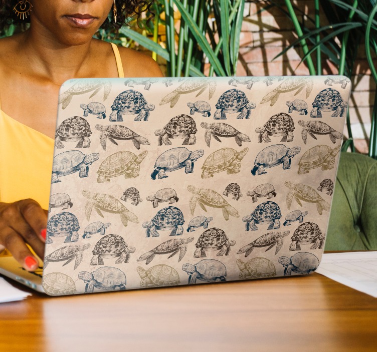 Skildpadder beige baggrund klistermærke til bærbar computer - TenStickers