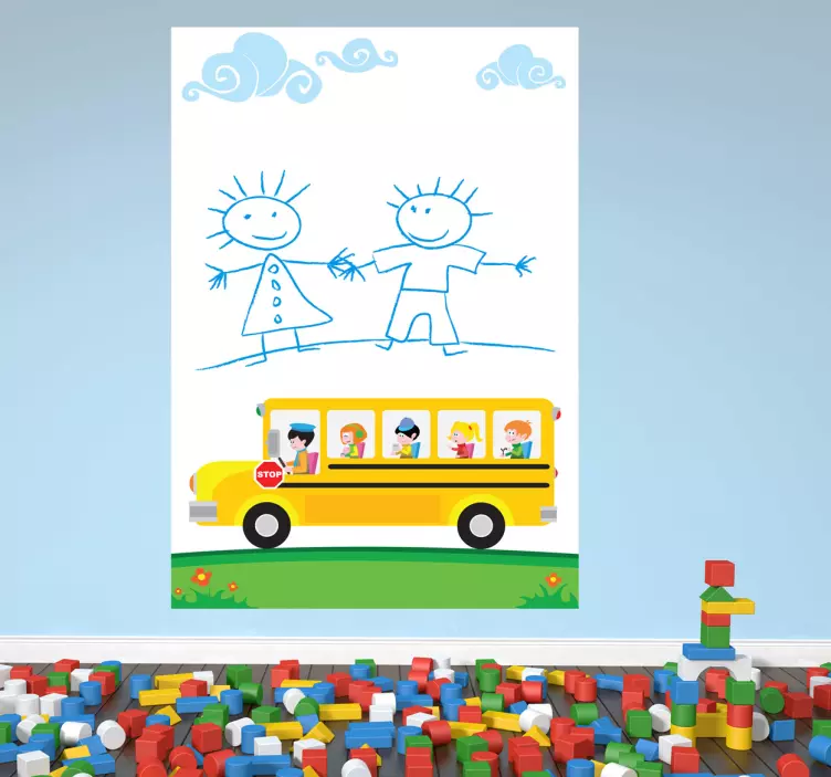 Skolebus whiteboard børne wallsticker - TenStickers