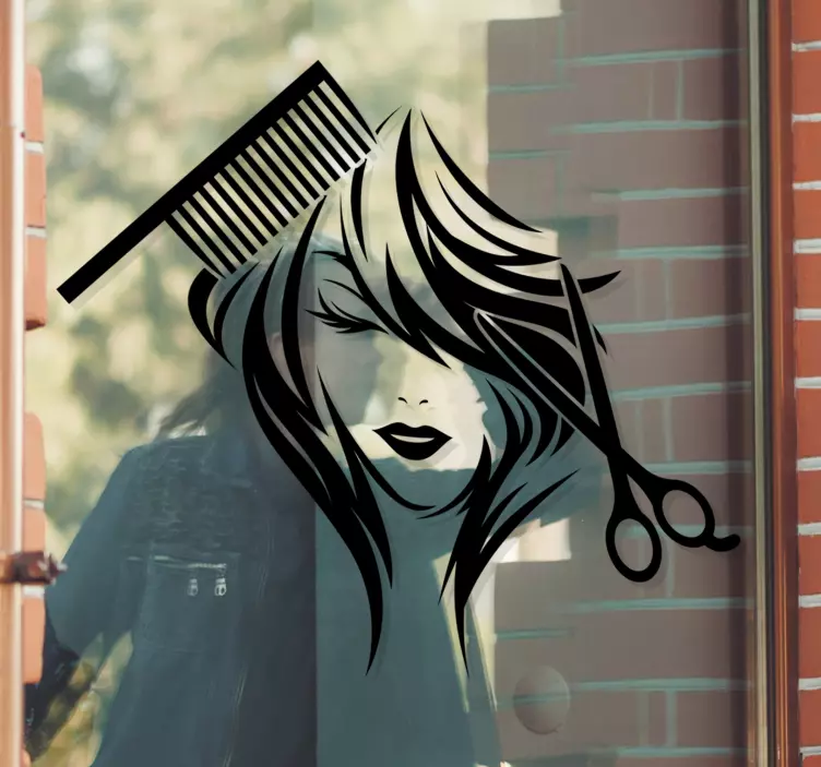 Skønhedssalonsaks og kamvinduesmærkat - TenStickers