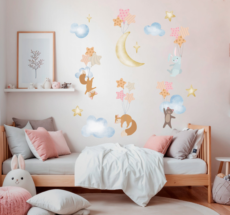 Skovdyr med luftballoner wallsticker - TenStickers