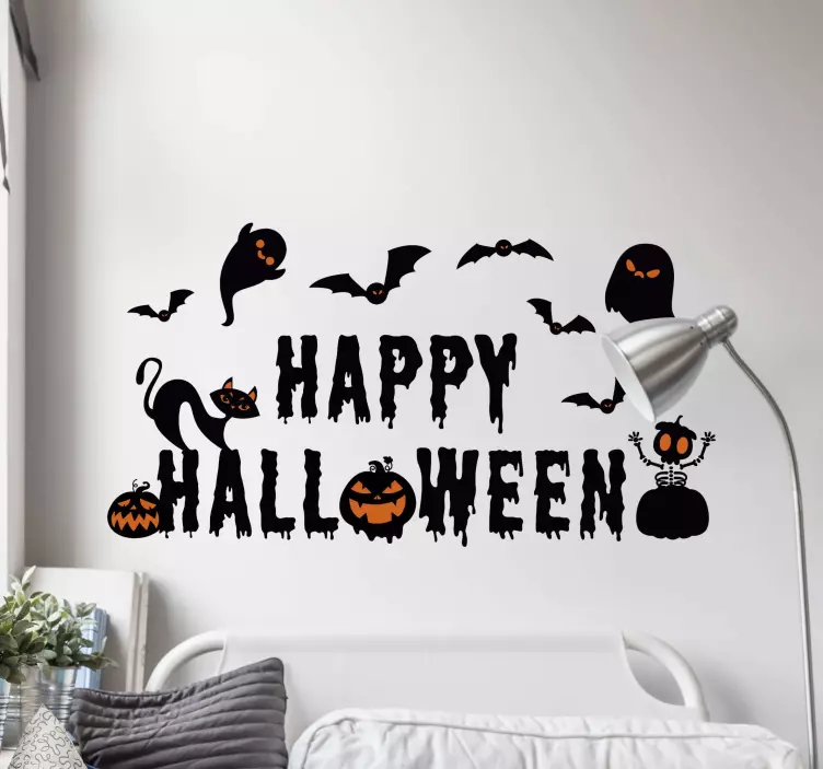 Skræmmende happy halloween wallsticker - TenStickers