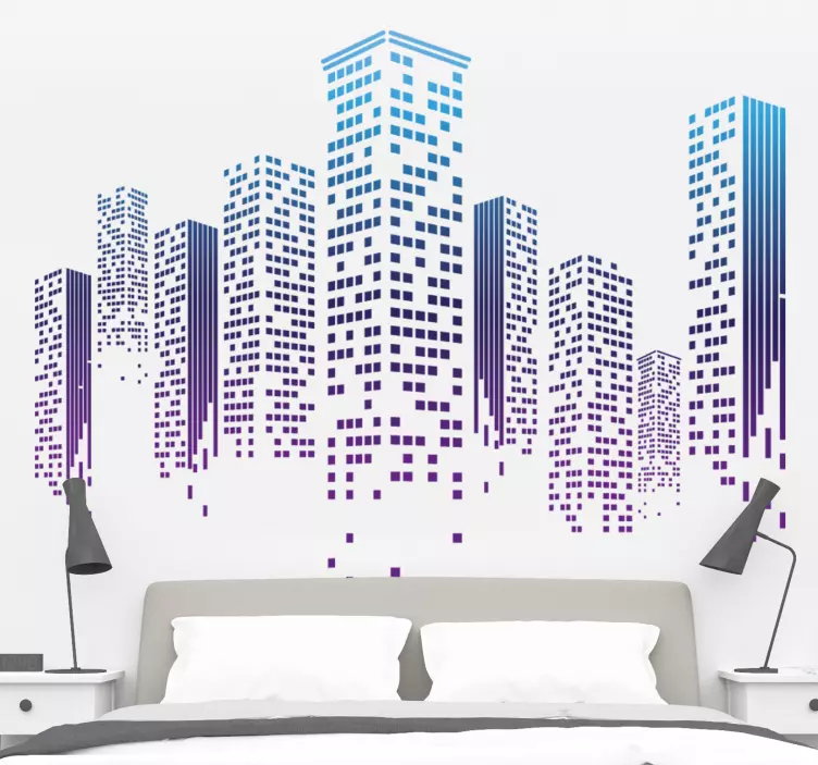 Skyskraber gradient farver skyline klistermærke - TenStickers