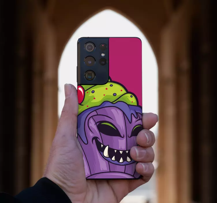 Smilende cupcake-figur Samsung klistermærke - TenStickers