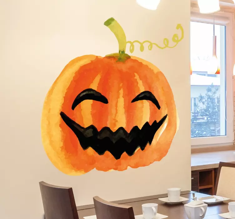Smilende græskar halloween vægklistermærke - TenStickers