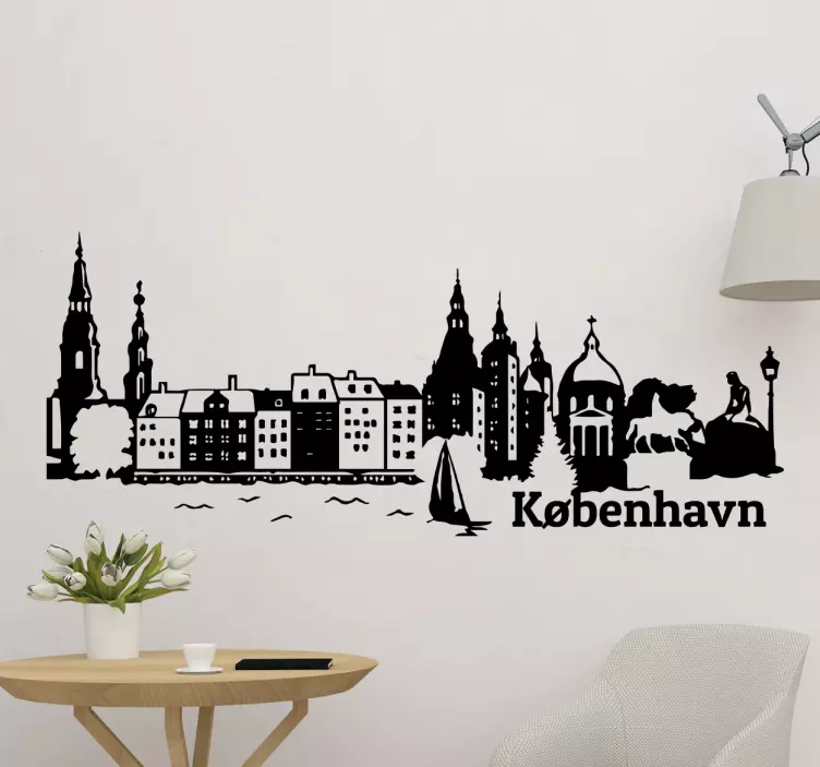 Wallsticker til stuen med smuk København skyline - TenStickers