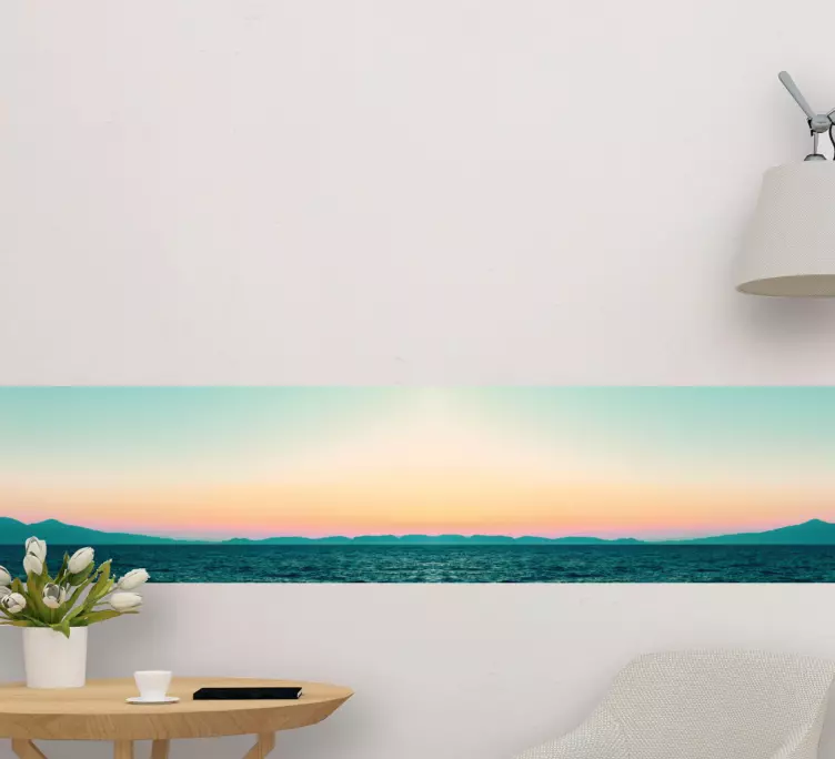 Smuk solnedgang ved søens natur klistermærke - TenStickers