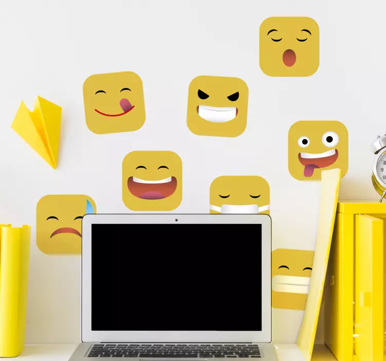 Sociale medier emojis teenagere værelse væg klistermærke - TenStickers