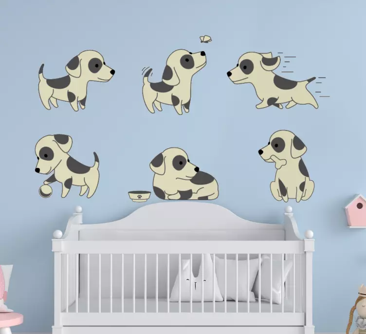 Sød hvalp hund doodle kat klistermærker - TenStickers