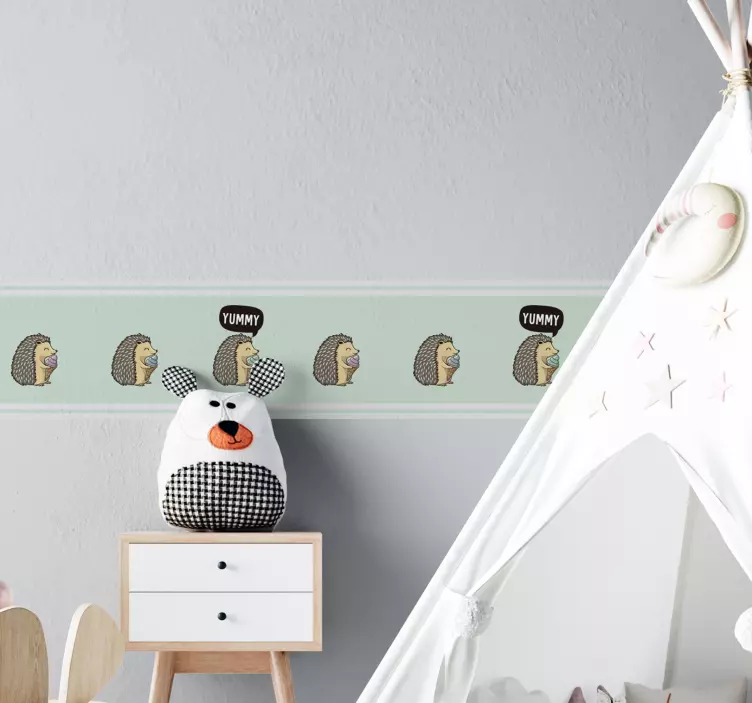 Sød pindsvinsamling kantbånd klistermærke - TenStickers