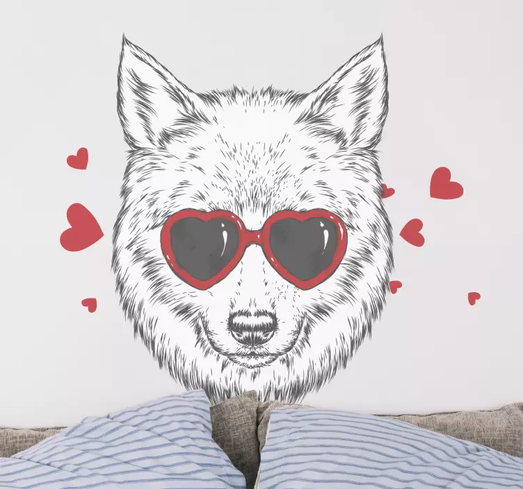 Sød ulv med hjerter vilde dyr mærkat - TenStickers