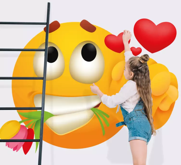 Søde blomster ansigt emoji væg klistermærke - TenStickers