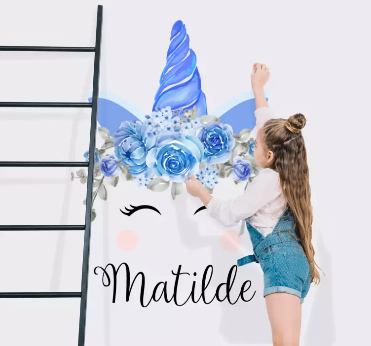 Enhjørninger øjne og horn med navnefe klistermærke - TenStickers