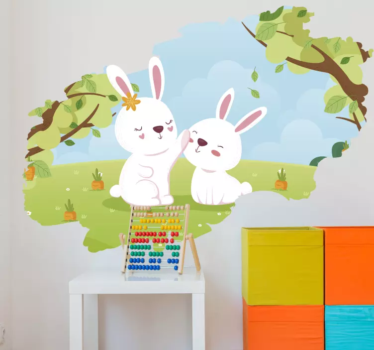 Søde kaninvenner wallsticker dyr - TenStickers