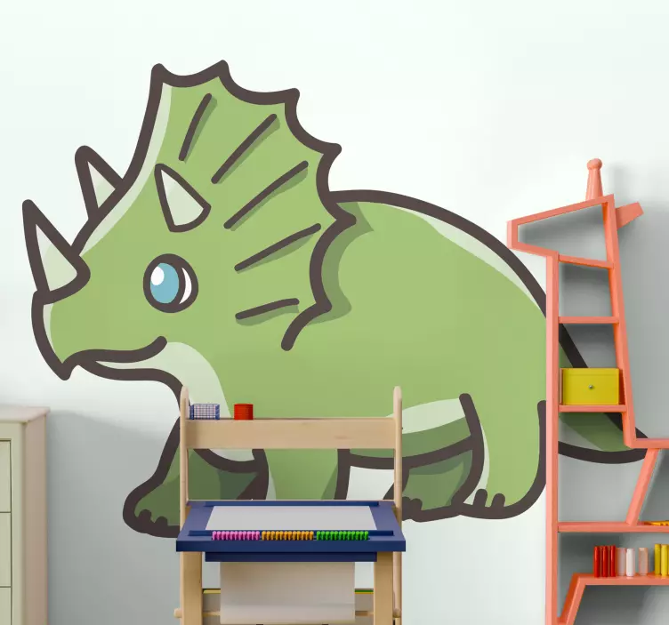 Søde tegneserie dinosaurus triceratops mærkat - TenStickers
