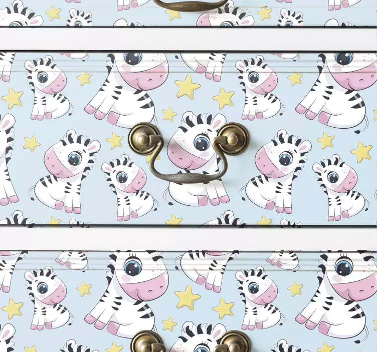 Søde zebraer og stjerner møbler klistermærke - TenStickers