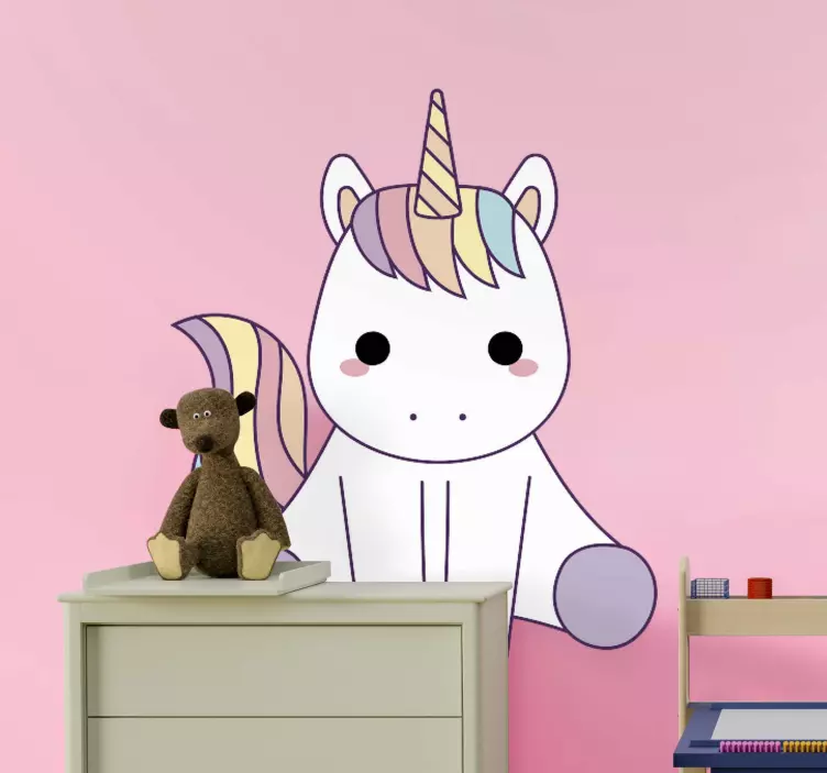 Søde trukket enhjørning børnehave væg klistermærke - TenStickers