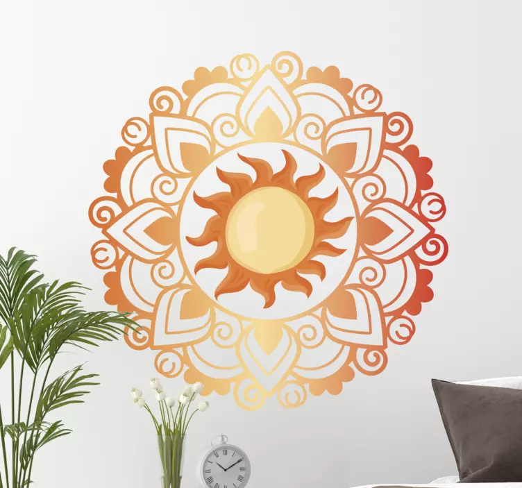 Sol mandala blomster væg klistermærke - TenStickers