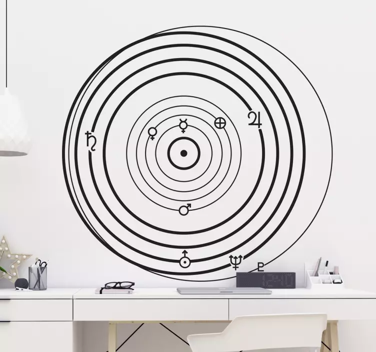 Solsystem kredser om videnskabs-klistermærke - TenStickers