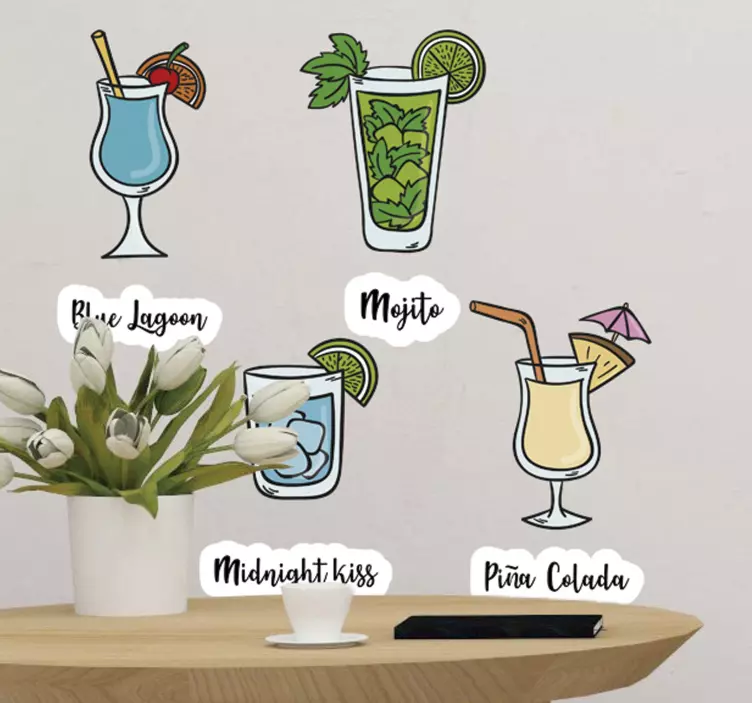 Herlig sommer cocktails drinks klistermærke - TenStickers