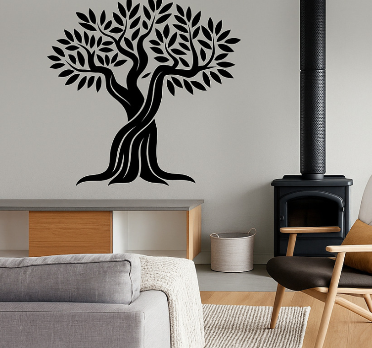 Sort gammelt oliventræ stue wallsticker - TenStickers