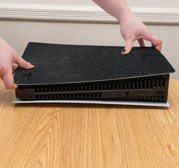 Solid sort hex playstation 5 mærkat - TenStickers