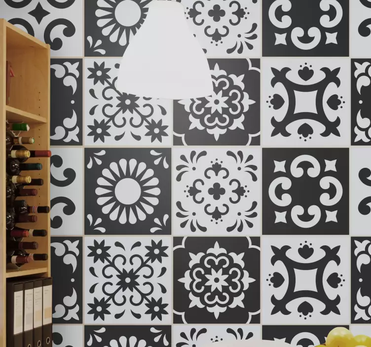 Sort / hvid dagoberto cement fliser klistermærke - TenStickers